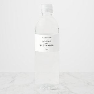 Chique minimale Franse zwart-wit bruiloft Waterfles Etiket