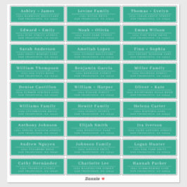 Chique minimale groene trouwgast adreslabels sticker