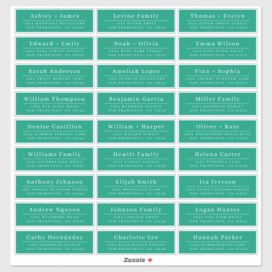 Chique minimale groene trouwgast adreslabels sticker (Vel)