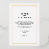 Chique minimale Parijse Frans Gouden Border Bruilo Folie Uitnodiging (Voorkant)