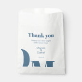 Chique minimale pastel blauwe bruiloft gunst tas bedankzakje (Voorkant)