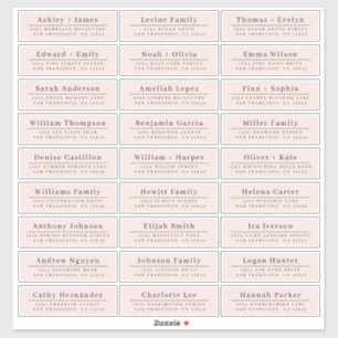 Chique minimale roze trouwgast adreslabels sticker