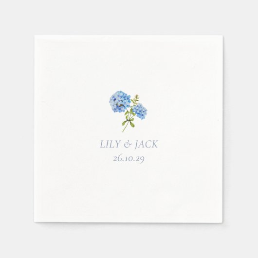 Chique & Minimale Stoffige Blauwe Hydrangea Bruilo Servet (Voorkant)