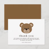 Chique minimalistisch bruin Beer Verjaardag Bedankkaart (Voorkant / Achterkant)