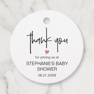 Chique minimalistisch roze dank je baby meisje dou bedankjes labels