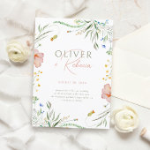 Chique minimalistische Boho Waterverf Wildflower b Kaart