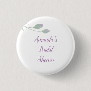Chique Minimalistische Bruiloftsshower Bloemen Ronde Button 3,2 Cm