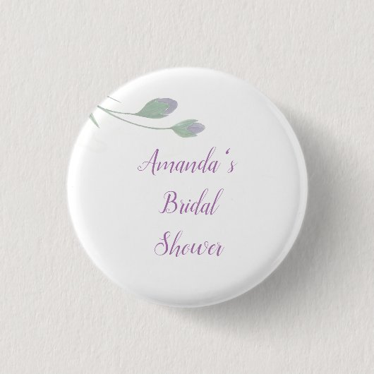 Chique Minimalistische Bruiloftsshower Bloemen Ronde Button 3,2 Cm (Voorkant)