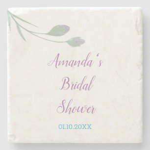Chique Minimalistische Bruiloftsshower Bloemen Stenen Onderzetter