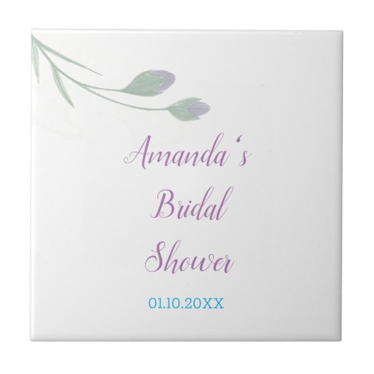 Chique Minimalistische Bruiloftsshower Bloemen Tegeltje (Voorkant)