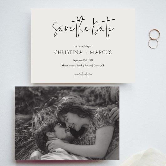 Chique Minimalistische Calligrafie Scriptie Foto B Save The Date