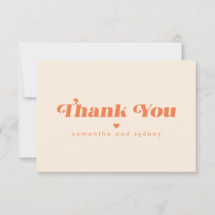 Chique Minimalistische Crème Oranje Retro Typograf Bedankkaart