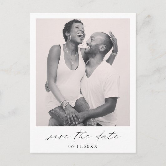 Chique Minimalistische Eenvoudige Foto Bruiloft Sa Aankondigingskaart (Voorkant)