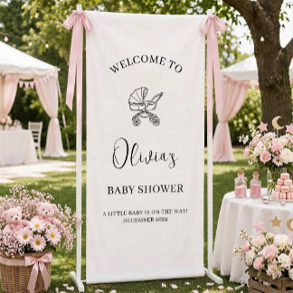 Chique Minimalistische Elegante Script Baby Shower Spandoek