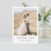 Chique Minimalistische Esblad Herfst Bruiloftsfoto Bedankkaart (Staand voorkant)
