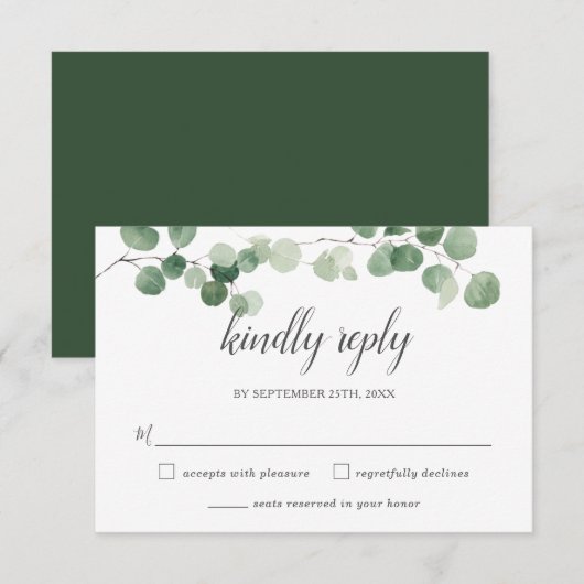 Chique minimalistische eucalyptus groen antwoord b (Voorkant / Achterkant)