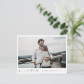 Chique minimalistische foto bruiloft dank u briefkaart (Staand voorkant)