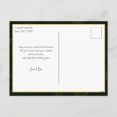 Chique minimalistische groene damast kerstfoto feestdagenkaart (Achterkant)