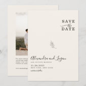 Chique Minimalistische Handtekening Script Ivoor Q Save The Date (Voorkant / Achterkant)