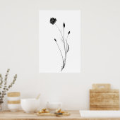 "Chique minimalistische inktbloem Poster - Abstrac (Keuken)