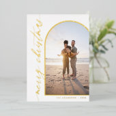 Chique minimalistische kalligrafie boog vrolijk ke folie feestdagenkaart (Staand Voorkant)