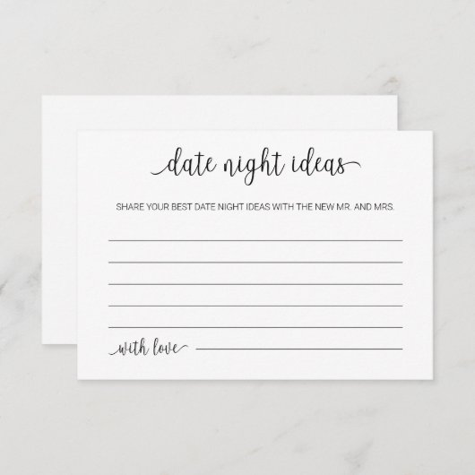 Chique minimalistische kalligrafie Datum Nacht Ide Informatiekaartje (Voorkant / Achterkant)