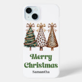 Chique minimalistische kerstbomen groen goud luipa Case-Mate iPhone case (Achterkant)