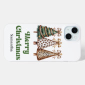 Chique minimalistische kerstbomen groen goud luipa Case-Mate iPhone case (Achterkant (horizontaal))