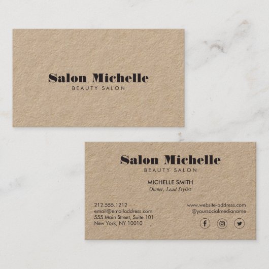 Chique minimalistische Kraft Boutique Salon Visitekaartje (Voorkant / Achterkant)