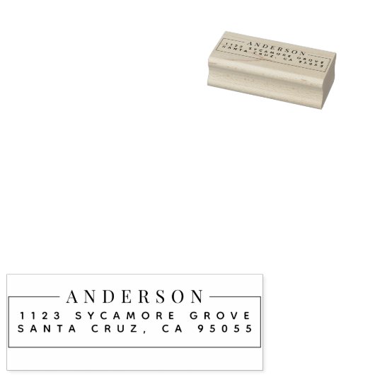 Chique minimalistische letters achternaam retourad rubberstempel (Gestempeld)