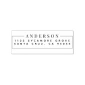 Chique minimalistische letters achternaam retourad rubberstempel (Afrduk)