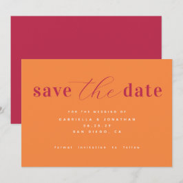 Chique Minimalistische Magenta Roze Oranje Trouw O Save The Date