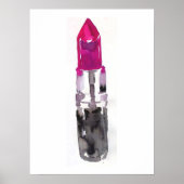 Chique minimalistische roze zwarte Waterverf lipst Poster (Voorkant)