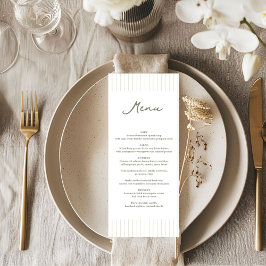Chique Minimalistische Streep Groen Huwelijk Menu