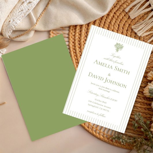 Chique Minimalistische Streep Groen Huwelijksuitno Kaart