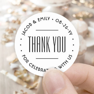 Chique minimalistische typografie Bedankt Black & Ronde Sticker