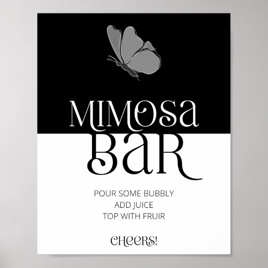Chique minimalistische typografie Butterfly Mimosa Poster (Voorkant)