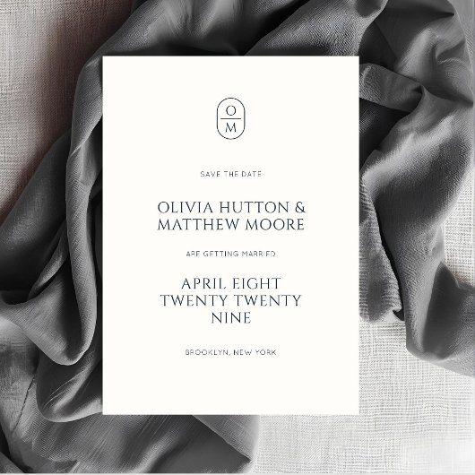 Chique Minimalistische Typografie Monogram Huwelij Save The Date