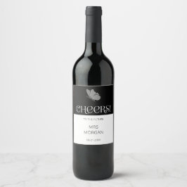 Chique minimalistische typografie vlinder Vrijgeze Wijn Etiket