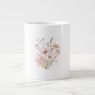 Chique Minimalistische Wilde Bloem Verjaardagscade Grote Koffiekop