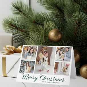 Chique Minimalistische Zalig Kerst Foto Collage Feestdagen Kaart