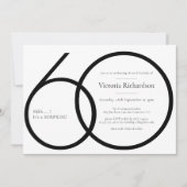 Chique minimalistische zwart wit verrassing 60e ve kaart (Voorkant)