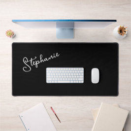 Chique minimalistische zwarte script gepersonalise bureaumat