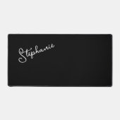 Chique minimalistische zwarte script gepersonalise bureaumat (Voorkant)