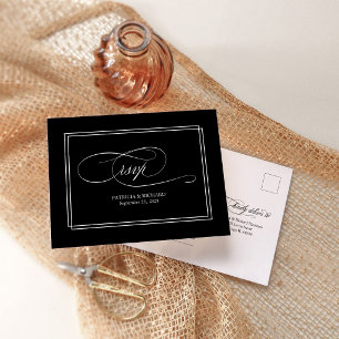 Chique Minimalistische Zwarte Script Trouw RSVP Po Briefkaart