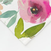 Chique Mint & Blush Roze Waterverf Floral Monogram Fleece Deken (Hoek)