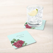 Chique Mint Bourgogne Gouden Rozen Trouwblaadjes Kartonnen Onderzetters (Insitu)