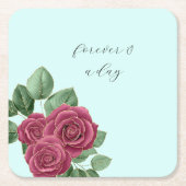 Chique Mint Bourgogne Gouden Rozen Trouwblaadjes Kartonnen Onderzetters (Voorkant)