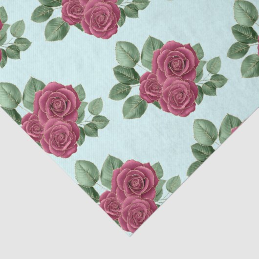 Chique Mint Bourgogne Gouden Rozen Trouwblaadjes Tissuepapier (Detail)