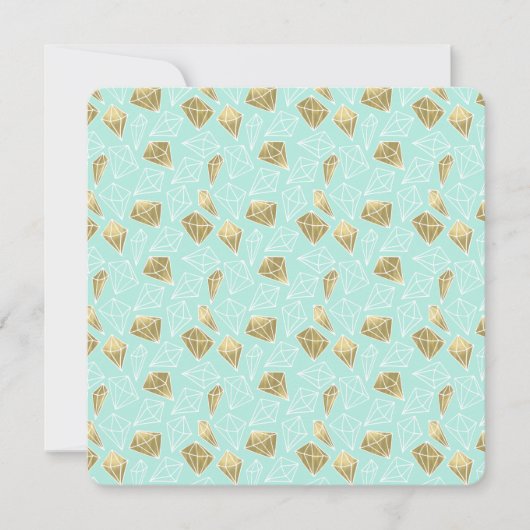Chique Mint en Gold Diamonds Baby shower Kaart (Voorkant)
